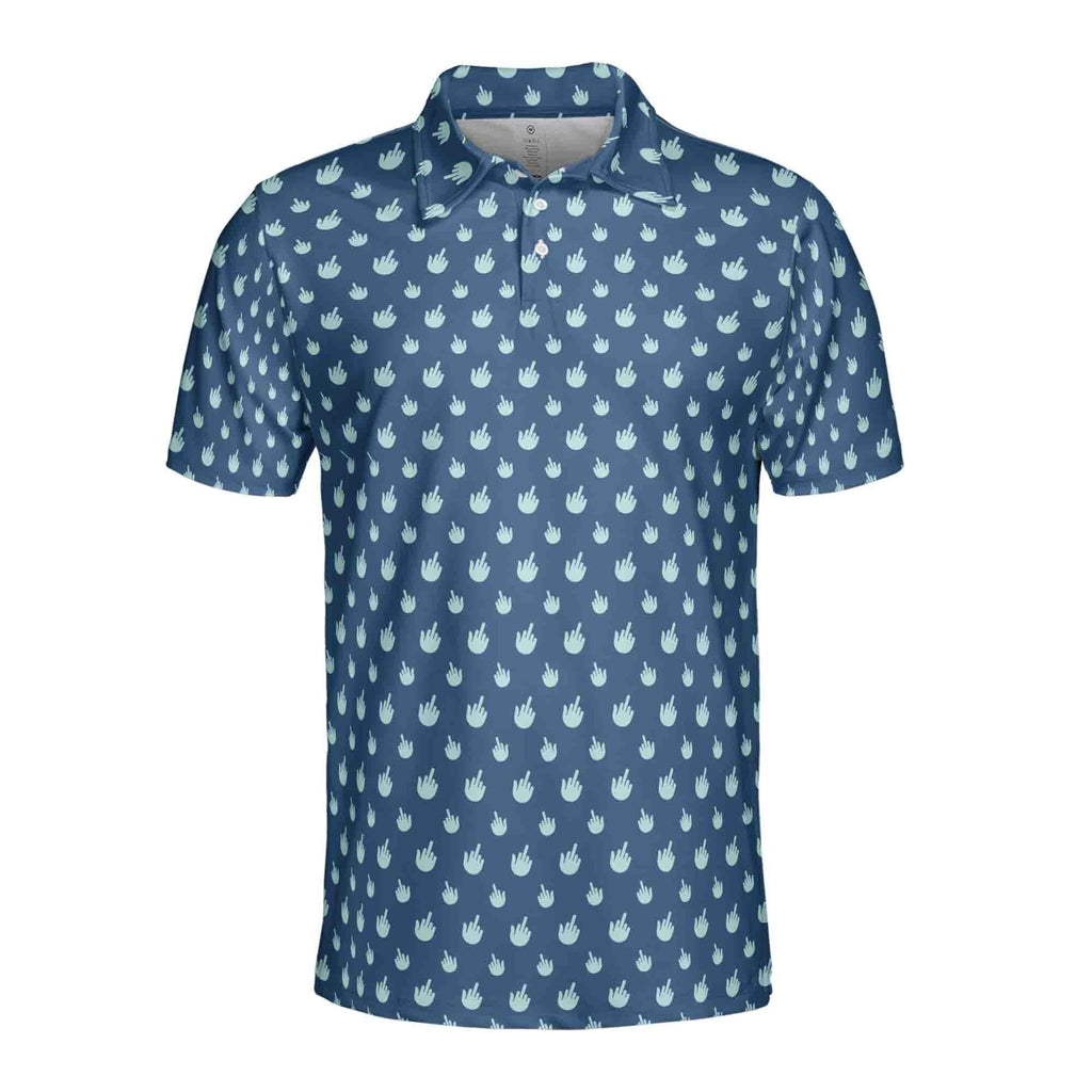 Funny Men's Golf Polo Shirt | Middle Finger Doodle | Gag Gift for Golfers