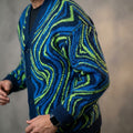 Pulse Motion Voltage Knit Cardigan with Abstract Energy Design