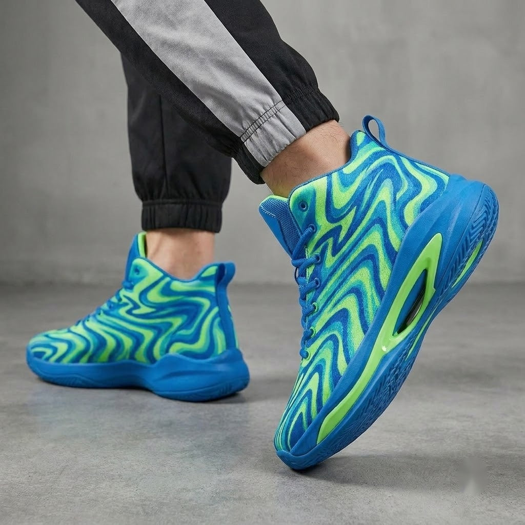 Electric Wave Motion High-Top Basketball Sneakers
