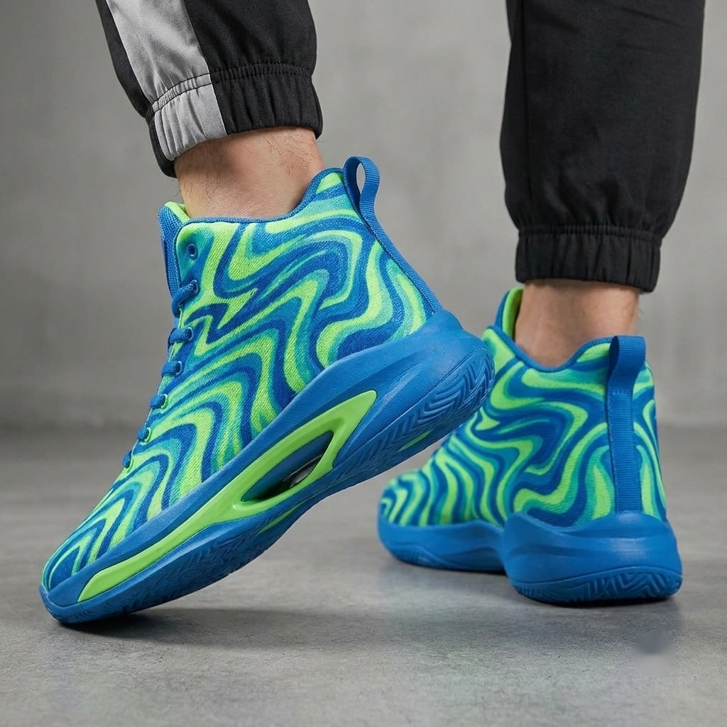 Electric Wave Motion High-Top Basketball Sneakers