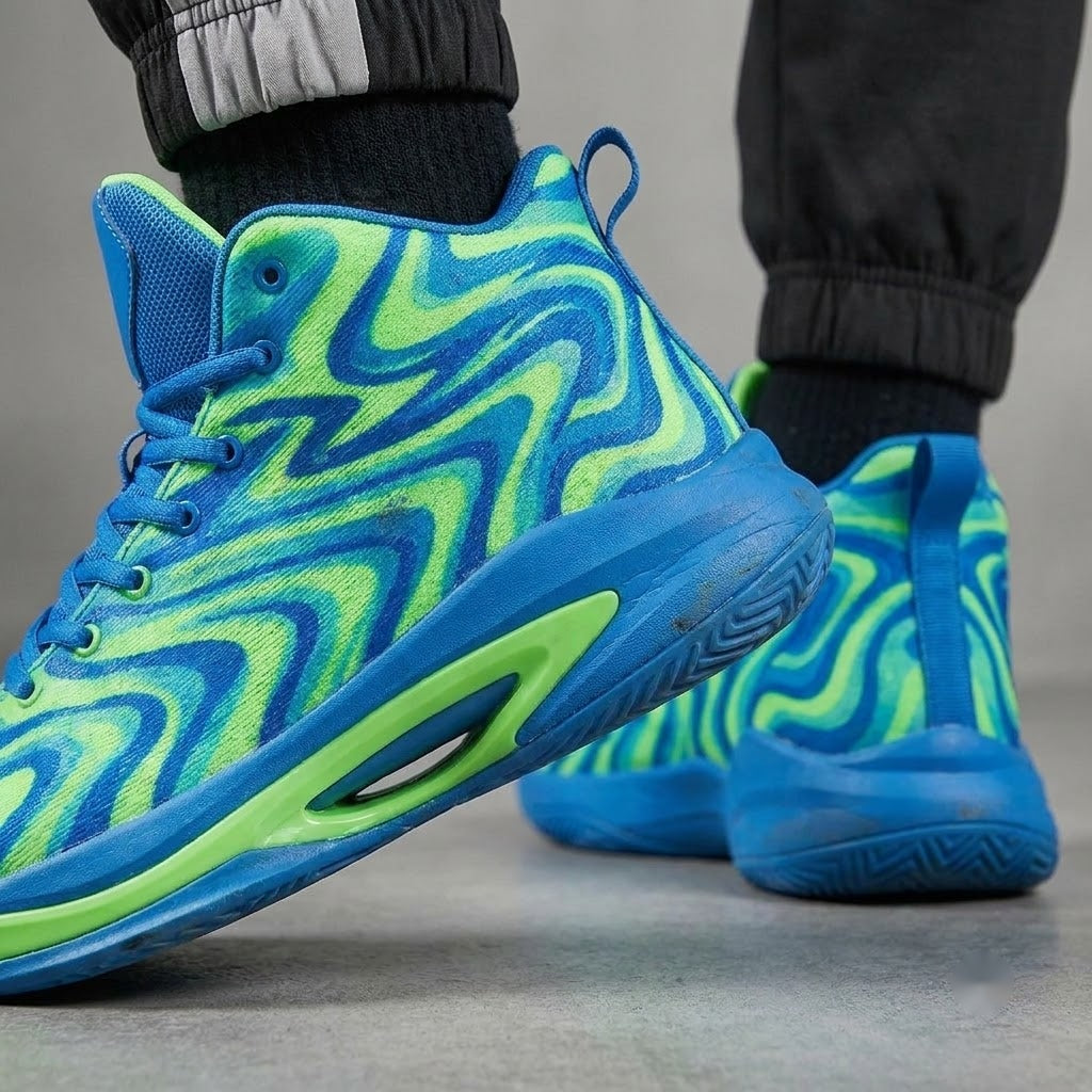 Electric Wave Motion High-Top Basketball Sneakers