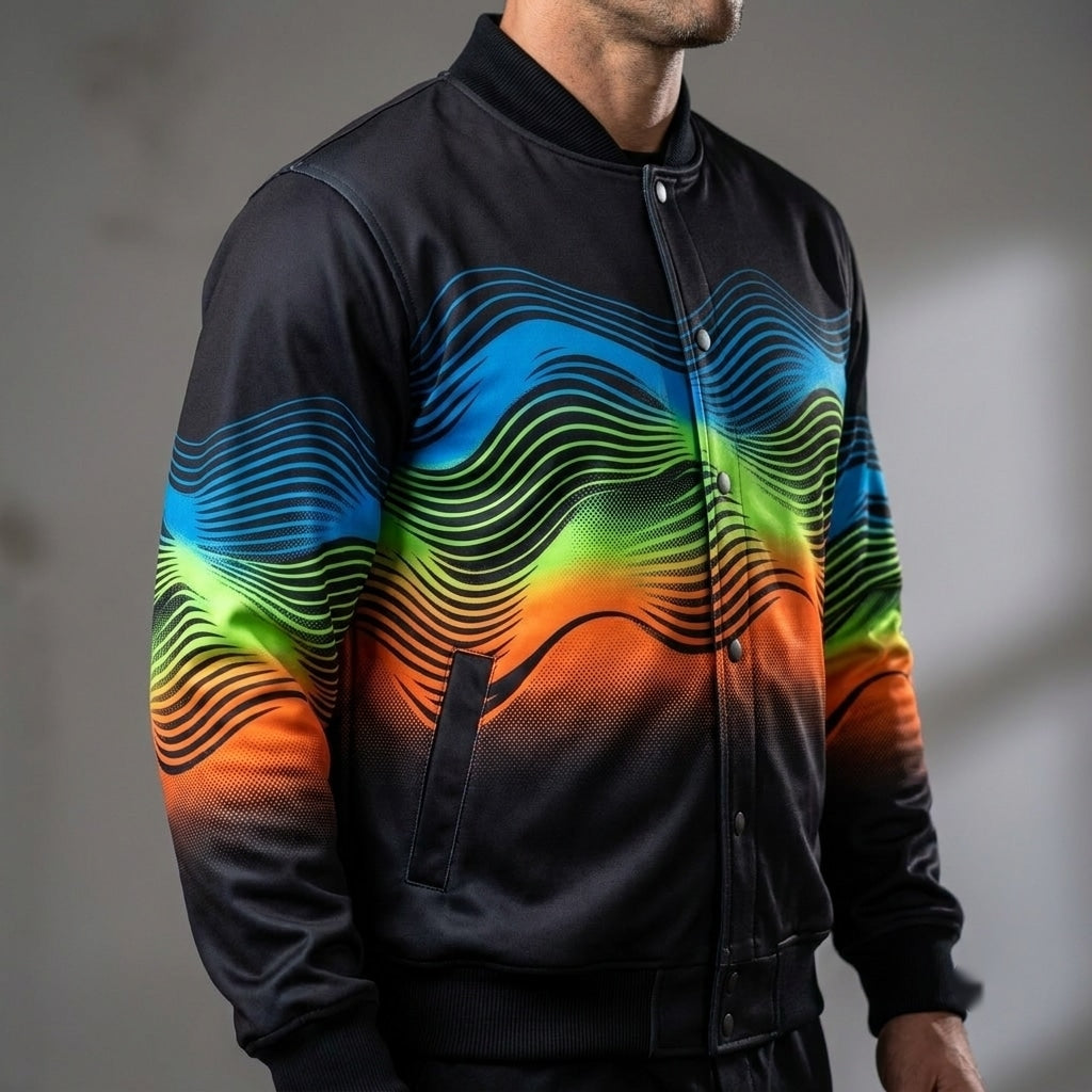 Energy Motion Wave Varsity Jacket for Active Lifestyle