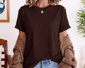 Earthy Chocolate Brown Cotton Tee | Minimalist Neutral Aesthetic Shirt
