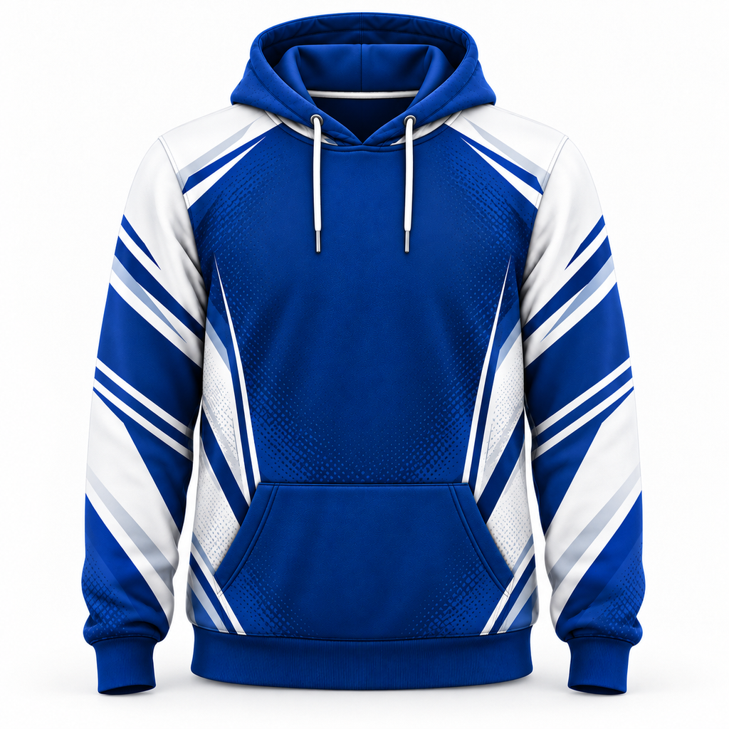 Performance Athletic Hoodie - Royal Blue & White Sublimated Pullover