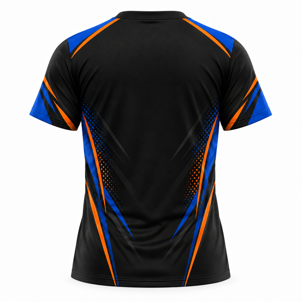 Women's Graphic Athletic Tee - Blue & Orange Accent Short Sleeve Sport Shirt