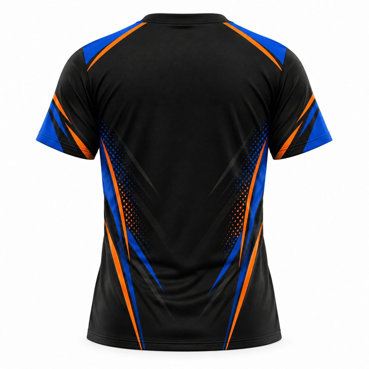 Women's Graphic Athletic Tee - Blue & Orange Accent Short Sleeve Sport Shirt