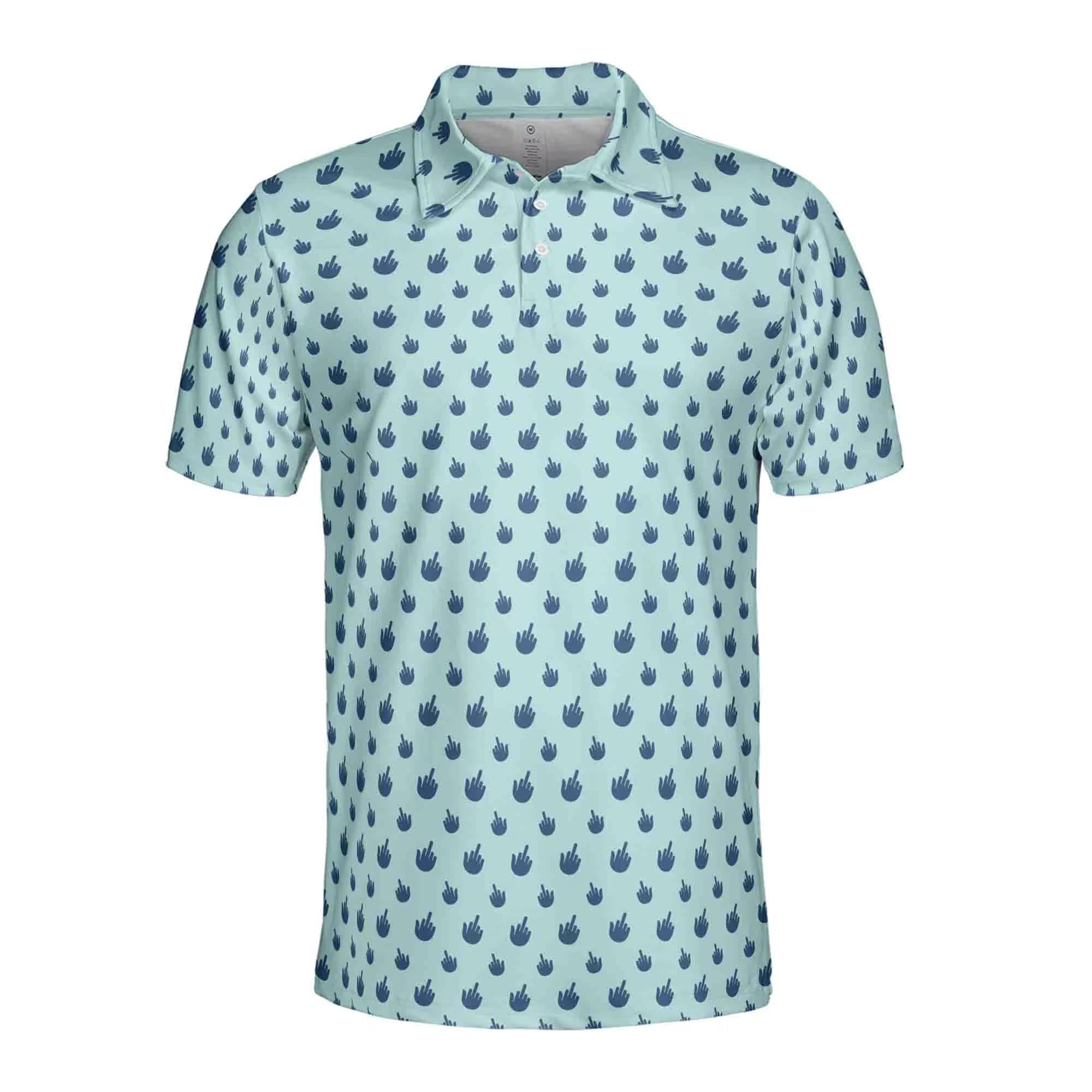 Funny Men's Golf Polo Shirt | Middle Finger Doodle | Gag Gift for Golfers