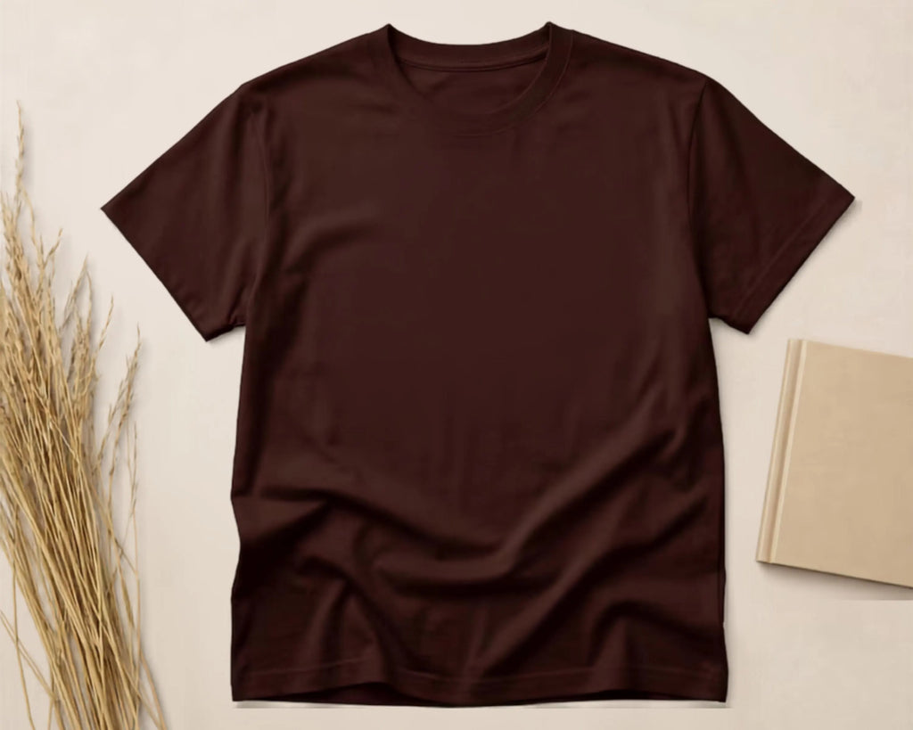 Earthy Chocolate Brown Cotton Tee | Minimalist Neutral Aesthetic Shirt