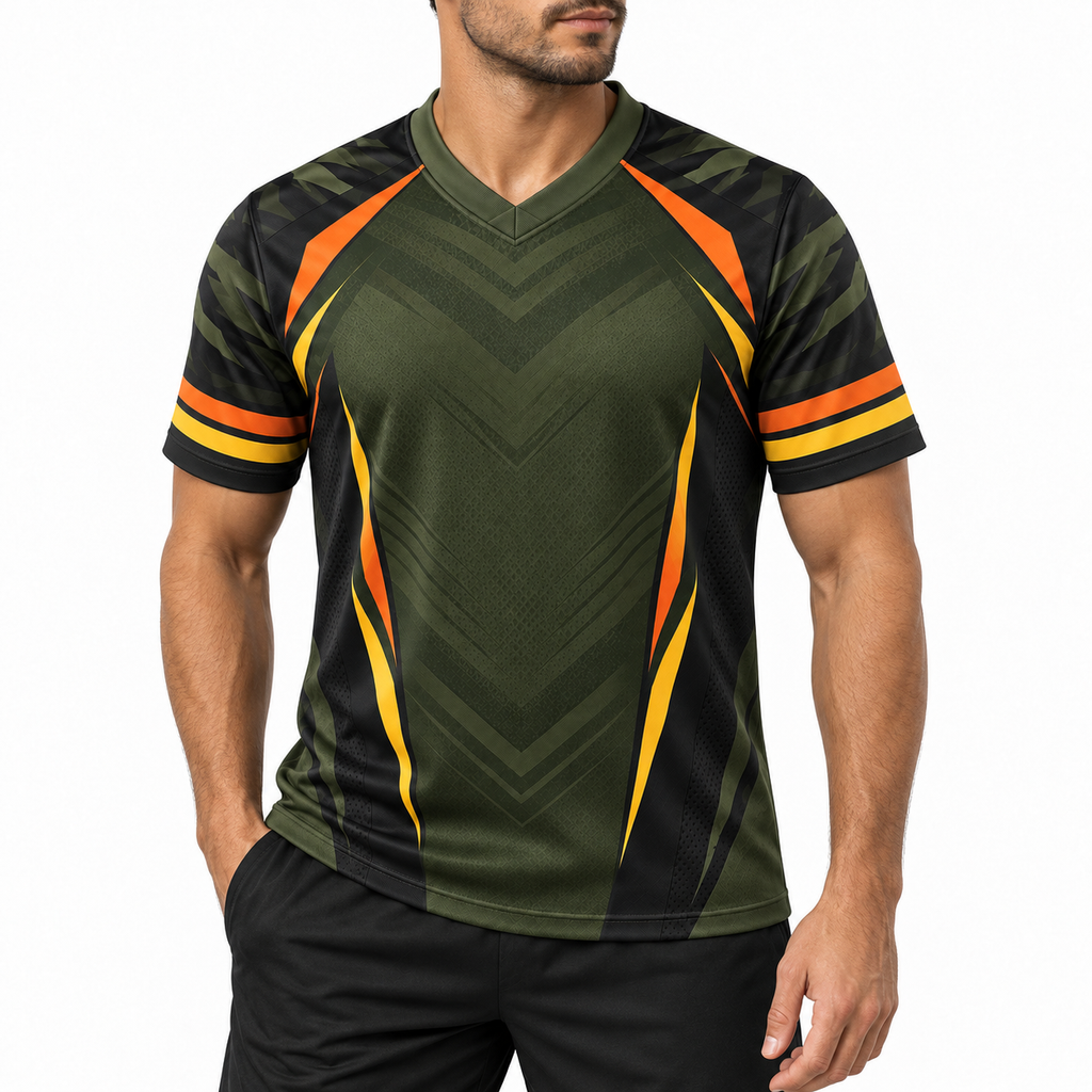 Dynamic Geometric Athletic Jersey | V-Neck Sport Shirt