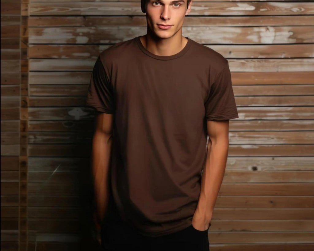 Earthy Chocolate Brown Cotton Tee | Minimalist Neutral Aesthetic Shirt